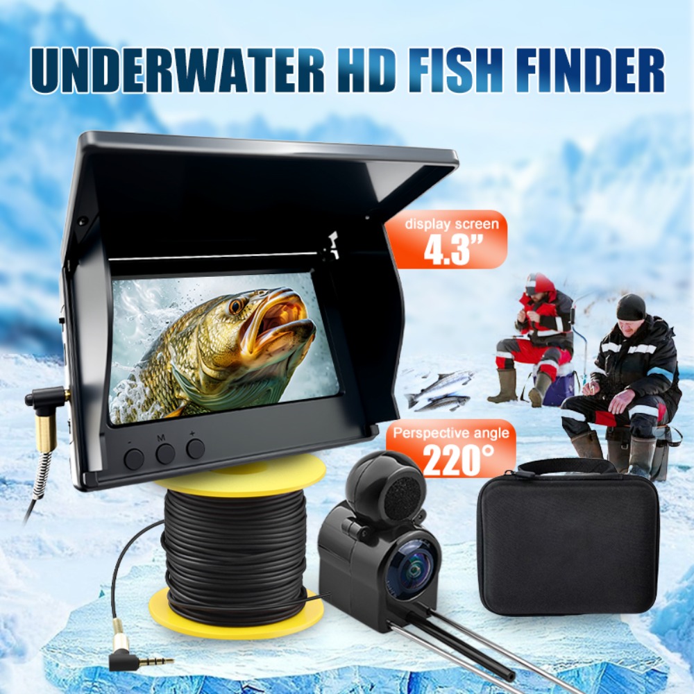 Fish Finder Portable - 5インチ水中釣りカメラ 1000TVL IP68 魚群探知機 65フィートケーブル IPSモニター