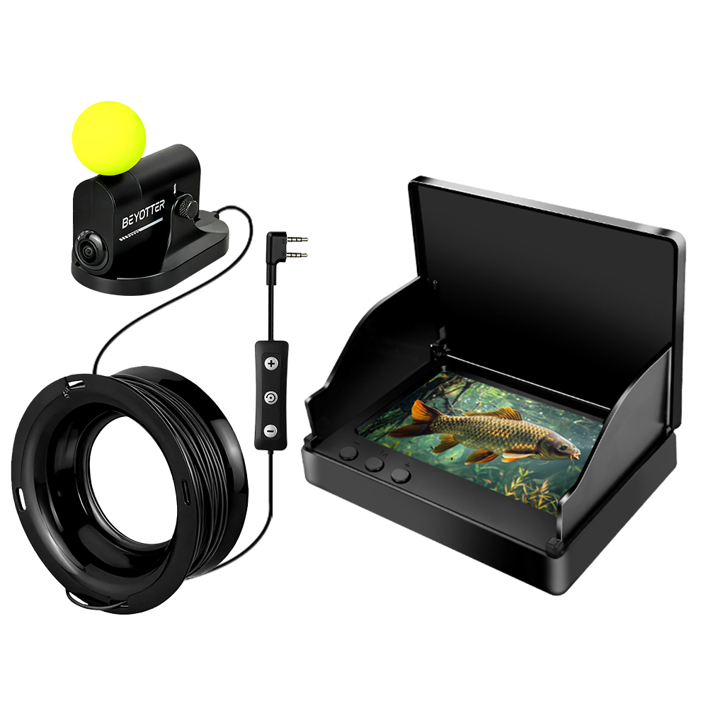 Fish Finder - 新しいポータブル水中魚群探知機、0.6-30mの検出範囲、リチウム電池、LCD/LEDディスプレイ、自動フローティングボールポジション付き