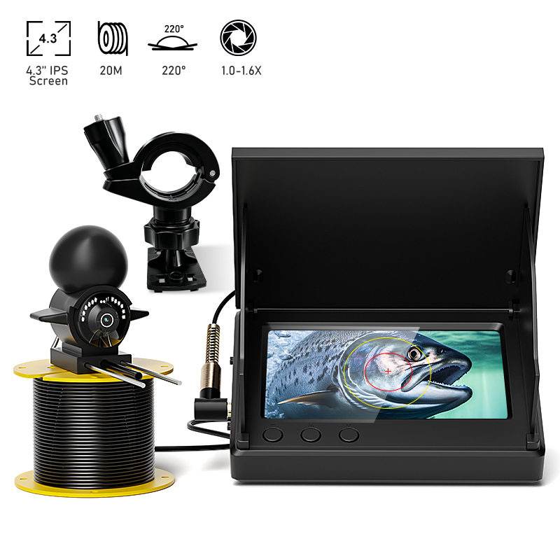 4.3インチLCDポータブル魚群探知機、20m水中カメラ、水 - Fish Finder Portable のレビューと価格