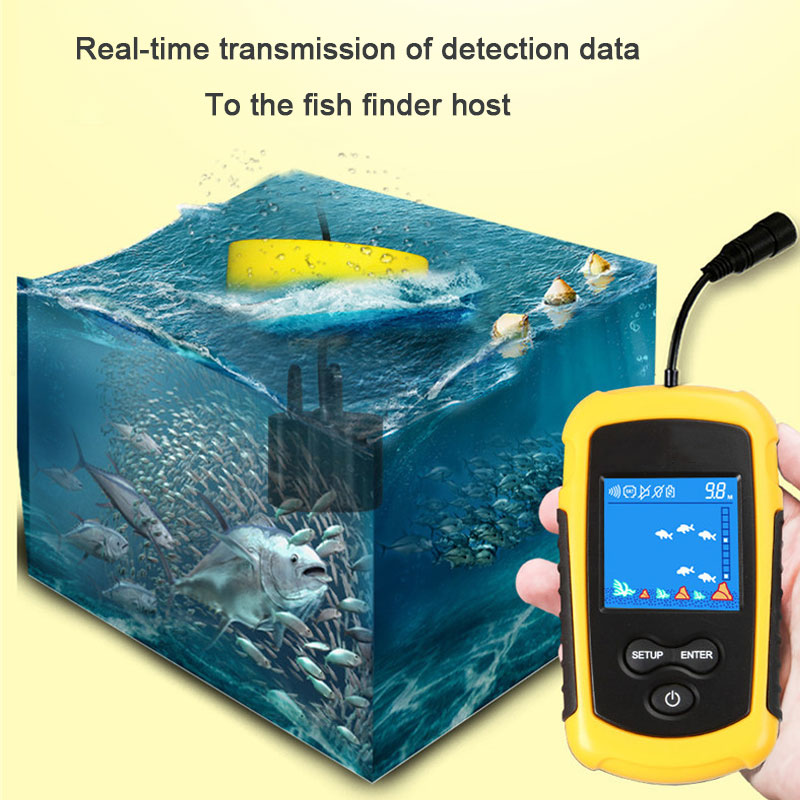 100 メートル有線カラースクリーンポータブルソナー魚群探知 - Fish Finder Portable のレビューと価格