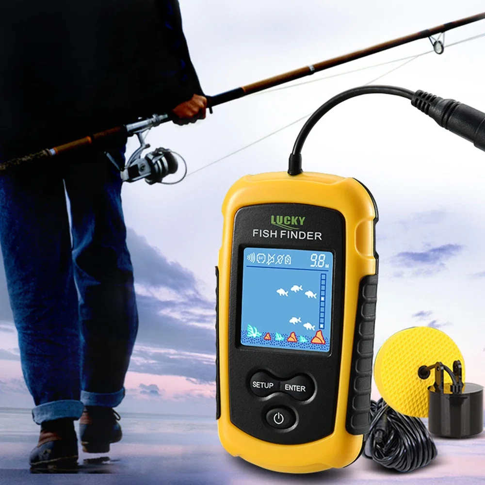 ラッキー液晶カラースクリーンポータブル有線魚群探知機 100 - Fish Finder Gps のレビューと価格