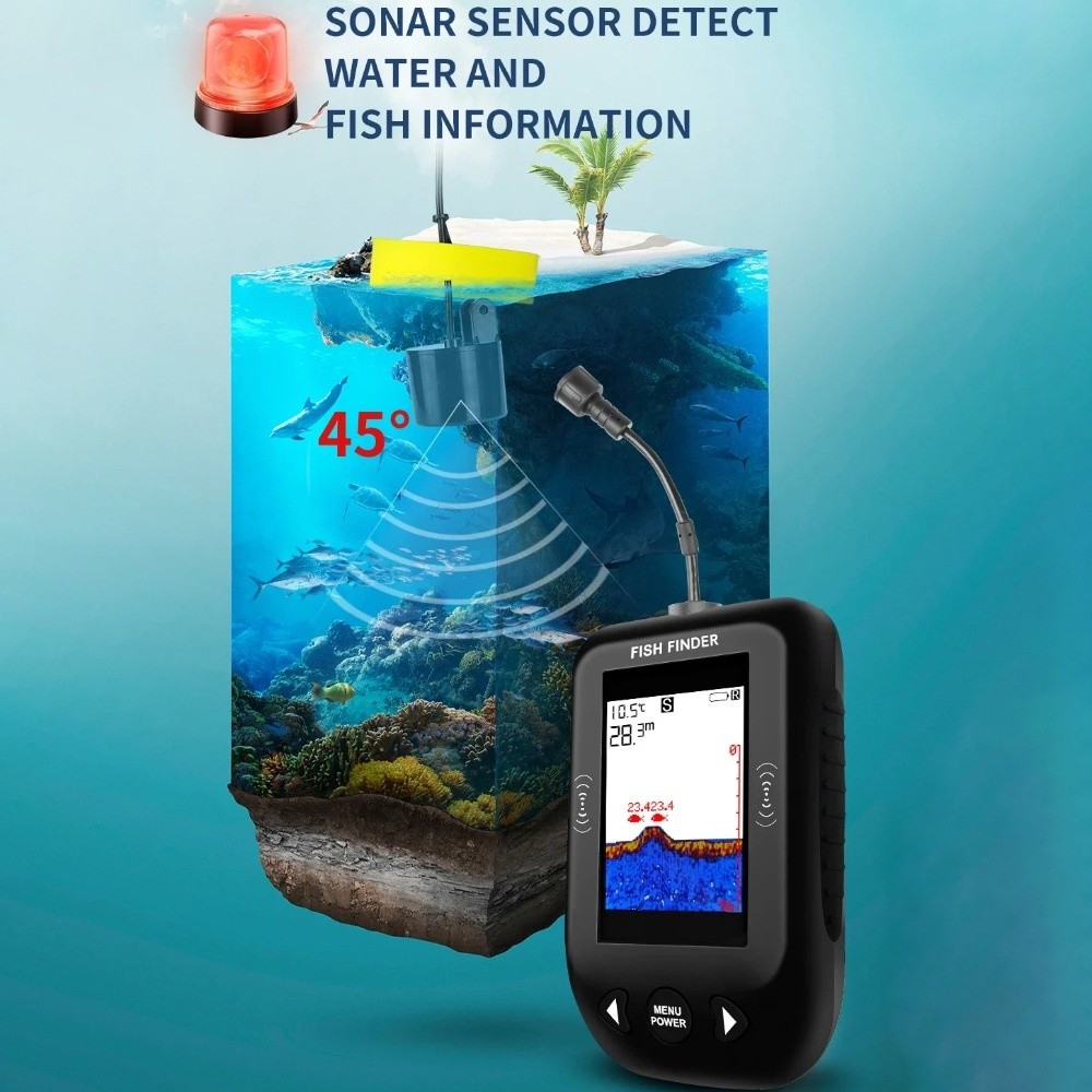 45度XF03魚群探知機 100M深度LCDディスプレイ ポ - Fish Finder Portable のレビューと価格