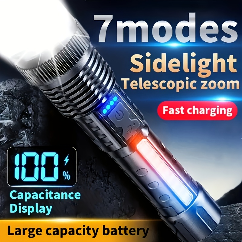強力な LED 懐中電灯バッテリーディスプレイ USB 充電 - Fishing Light のレビューと価格